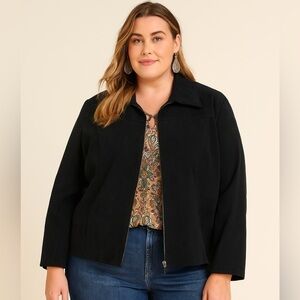Pritti By Kristin Blake Suede Leather Jacket Black 1X Whimsigoth Boho Classic